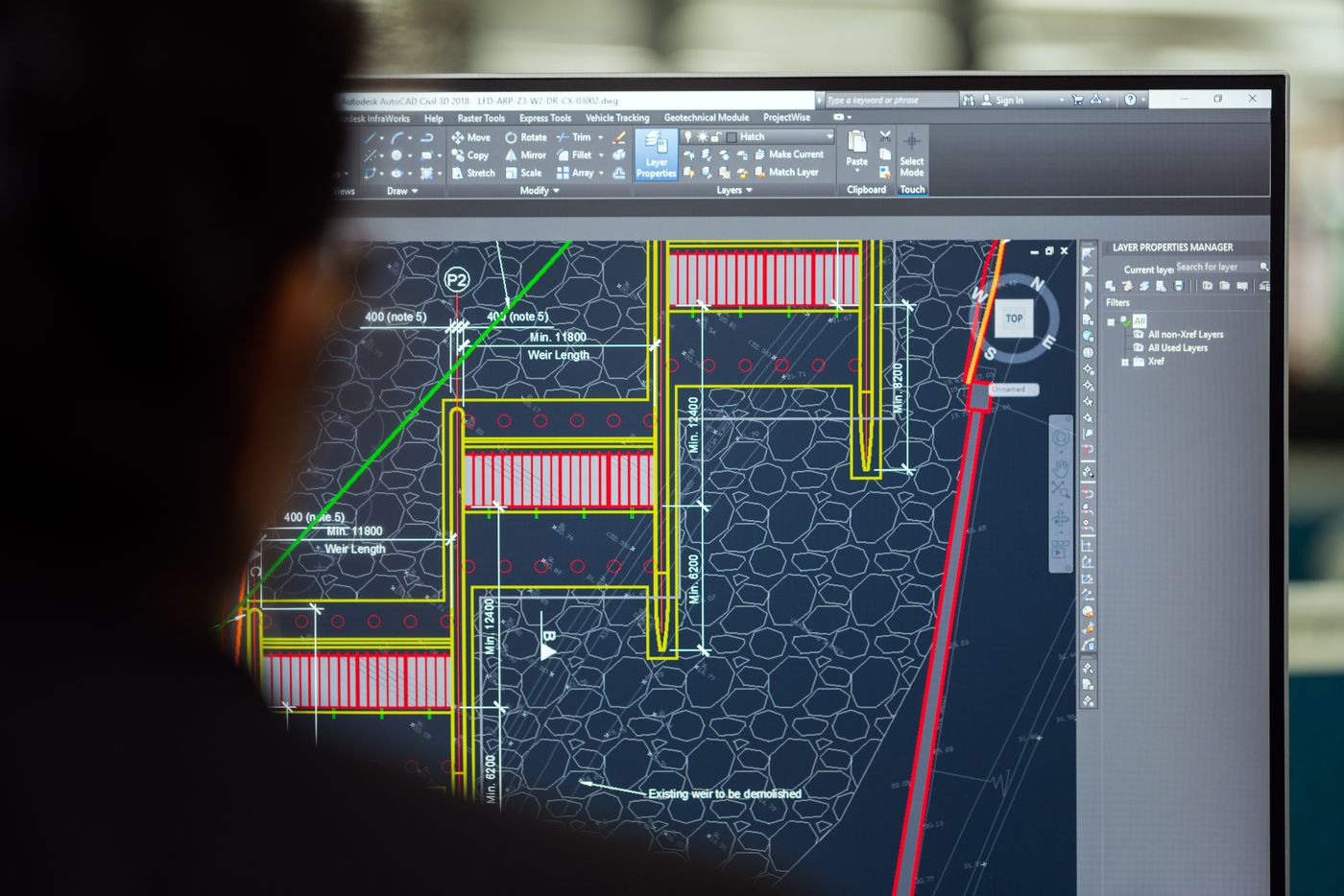 STAAD.Pro structural drawing on screen